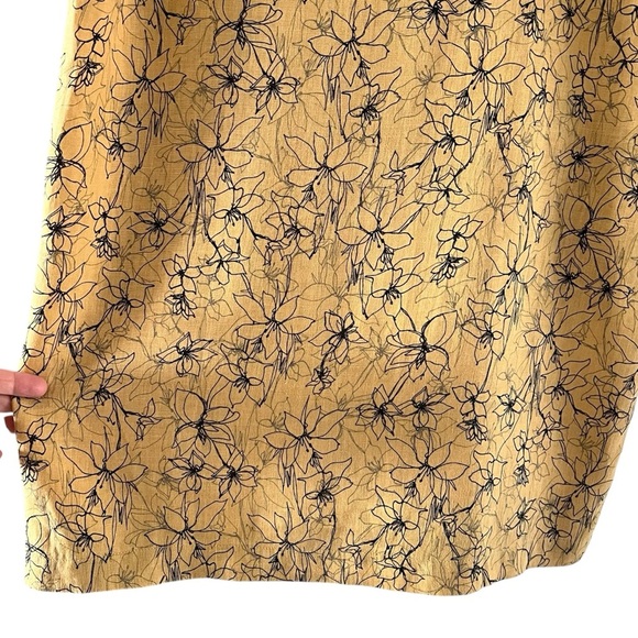 Cut Loose linen floral print shift dress in mustard size XS excellent condition - Picture 6 of 11